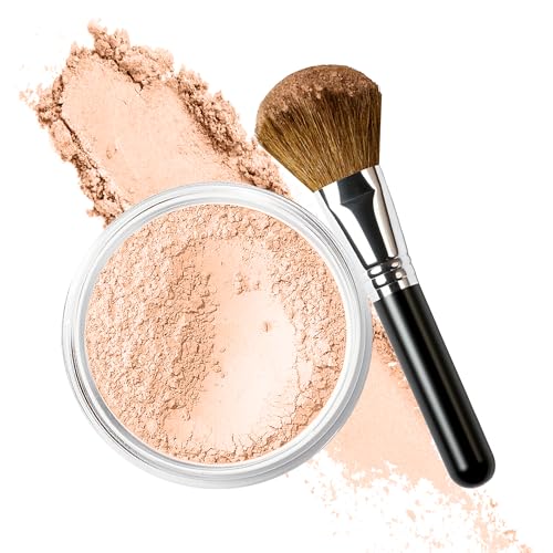 FOUNDATION with FLAWLESS FACE BRUSH Mineral Makeup (PINK BISQUE) Matte