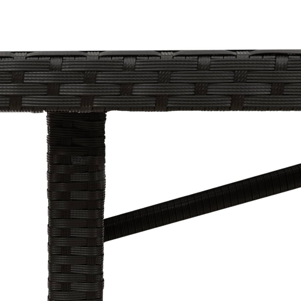 Stół ogrodowy ze szklanym blatem, czarny, 190 x 80 x 75 cm, polirattan, odporny na warunki atmosferyczne, odporny na działanie promieni UV, stal malowana proszkowo, stół balkonowy, stół
