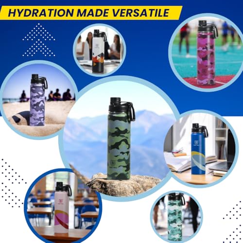 Image of TOM&BELL Water Bottle for Kids, Kids Water Bottle for School, 304 Stainless Steel hot and Cold Thermosteel Leakproof Water Bottle, Double wall Bottle (Blue650, 650 ml)