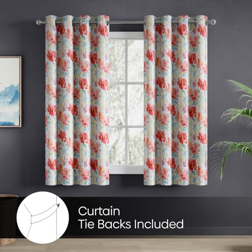 Image of haus & kinder Blackout Window Curtains 5 Feet Long Pack of 2 Window Curtains, 5 Feet Curtains for Window, 100% Room Darkening (Bloom Symphony, 114x152 CM)