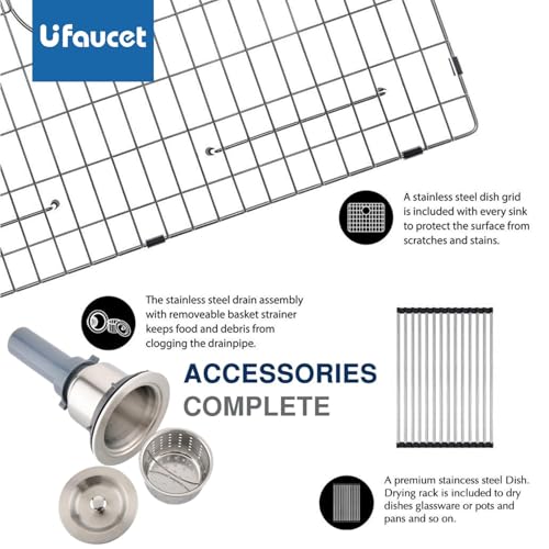 Image of 30 inch x 16.5 inch x 8 inch Undermount Kitchen Sink, 30 Inch Under Mount Brushed Nickel RV Laundry Utility Undermount 16 Gauge Stainless Steel 8 Deep Single Bowl Small Kitchen Laundry Narrow Sink
