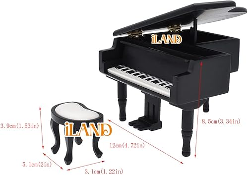 Miniatura 7 de iLAND Casa de muñecas en miniatura Accesorios de Piano Music Box & Miniature Violin a escala 112, regalo romántico para músicos, melodía atemporal