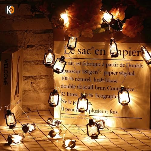 Image of K D 14 LED Black Laalten lamp Fanas Fairy String Lights | Yellow 10 Feet | Festival, Home, Diwali & Christmas Decoration Lights | Steady Glow, Corded, Energy Saving (Laalten lamp Fanas Yellow)
