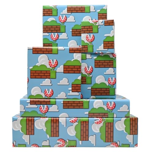 Dtiafu Game Wrapping Paper Boy Birthday Style Gift Wrap Paper Bulk Funny Video Game Design for Girls Boys Kids Baby Shower Holiday 20 X 28 Inch Folded Flat (6 Sheet Recyclable)