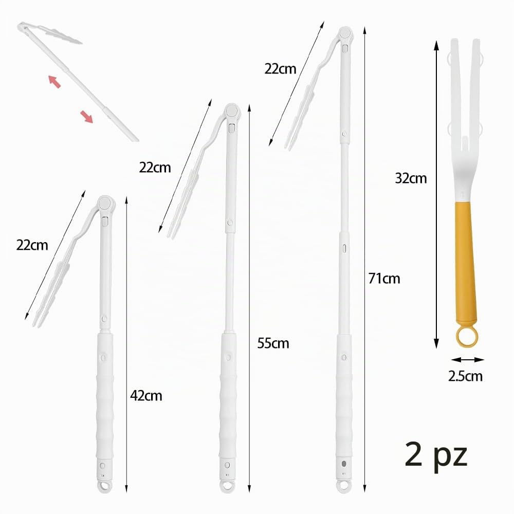 2 Pezzi Manico di Ricambio per Ricarica Spolverino Swiffer, Manico Esteso Telescopico Regolabile, Manico di Ricarica Spolverino per Casa Pulizia (Bianco e Giallo)