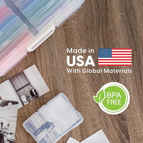 IRIS USA 4\" x 6\" Photo Storage Box Craft Keeper Cases, 10-Pack, Organization Task Holders for Pictures, Tasks, Scrapbooking, Stationery Storage, Stickers & Art Supplies, Clear
