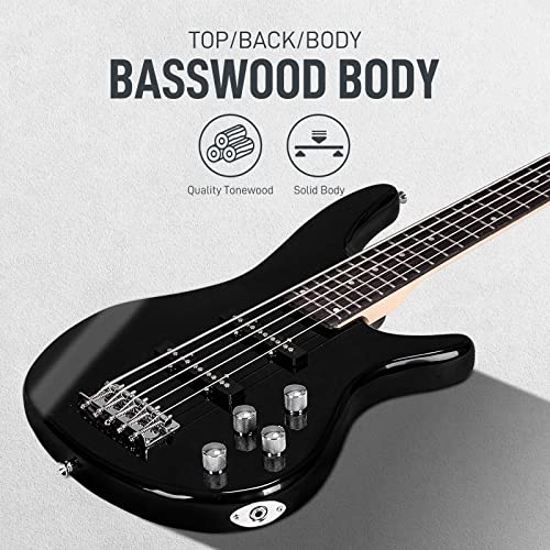 Ktaxon 5-String Electric Bass Guitar Kit for Right-Handed Players