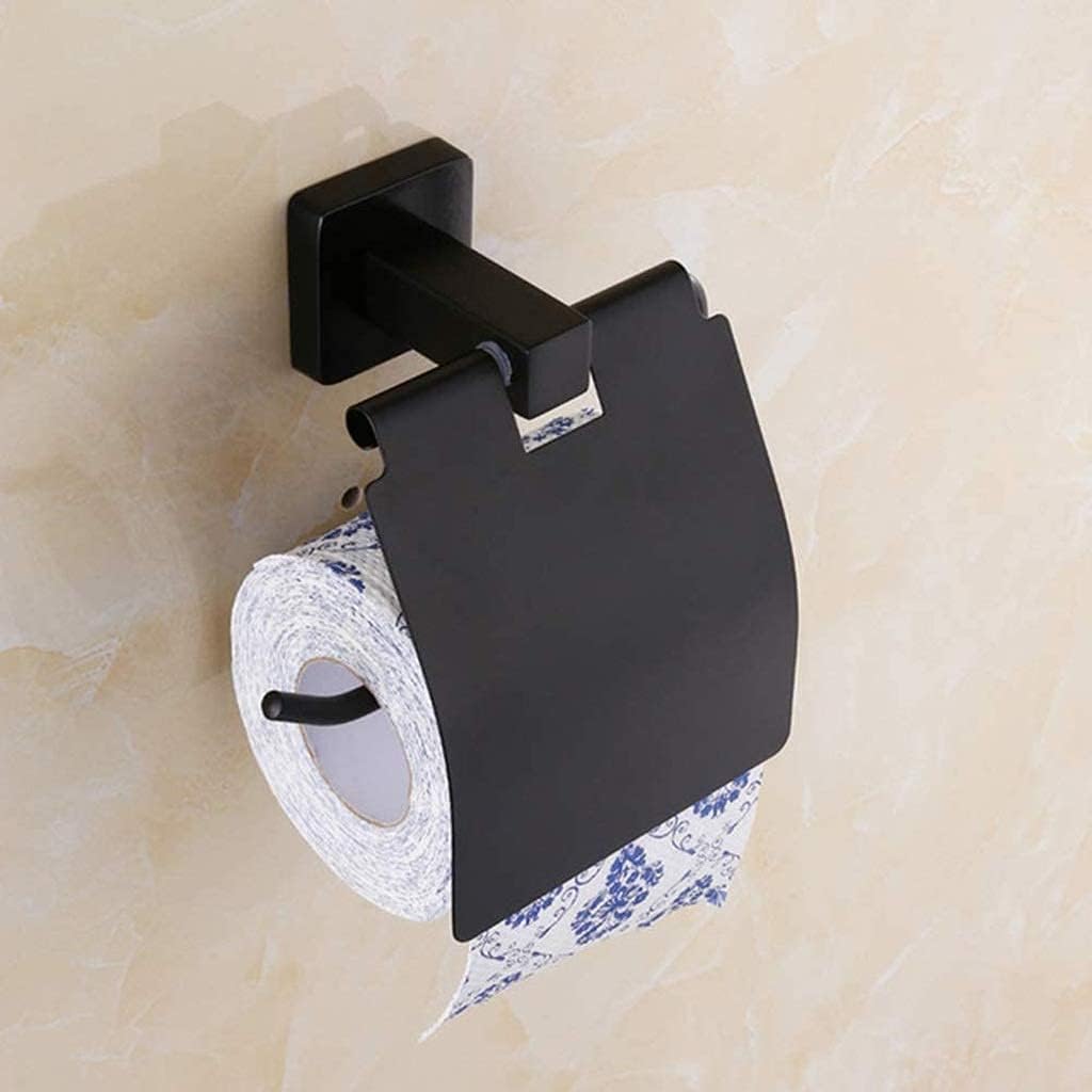 Black Wall - Mount Toilet Paper Holder with Storage, Multi - Functional Bathroom Accessory for RV, Camper & Home