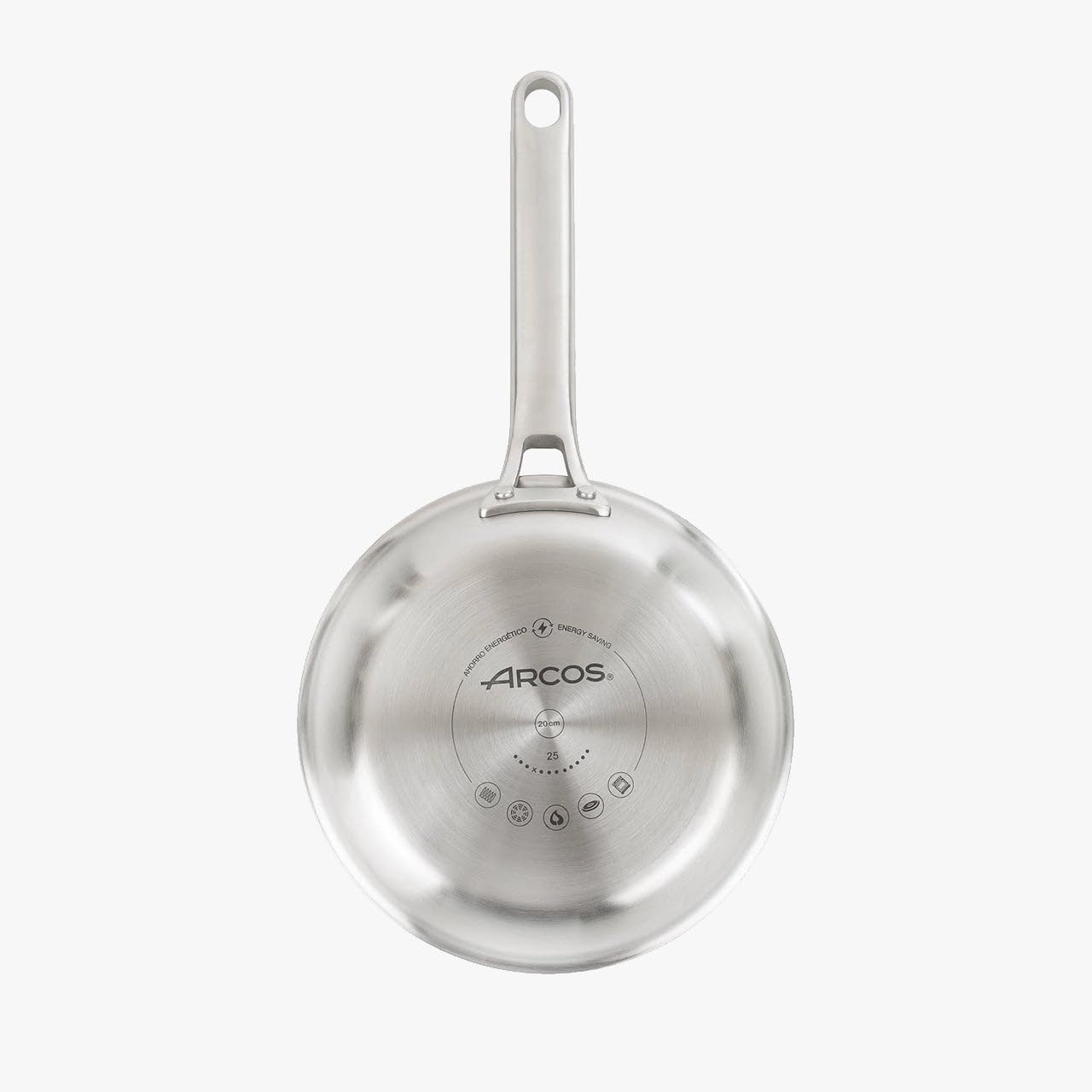 Arcos Tricayer Stainless Steel Frying Pan 20 cm – PFAS Free, Non-Adhesive, Induction Base – Healthy and Safe Cooking, Oven and Dishwasher Compatible