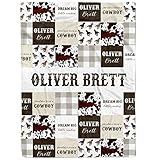 MDPrints Custom Baby Blankets for Boys and Girls, Personalized Baby Gifts, Customized Newborn Blanket with Name, Minky Plush Fleece (Cowboy 580a)