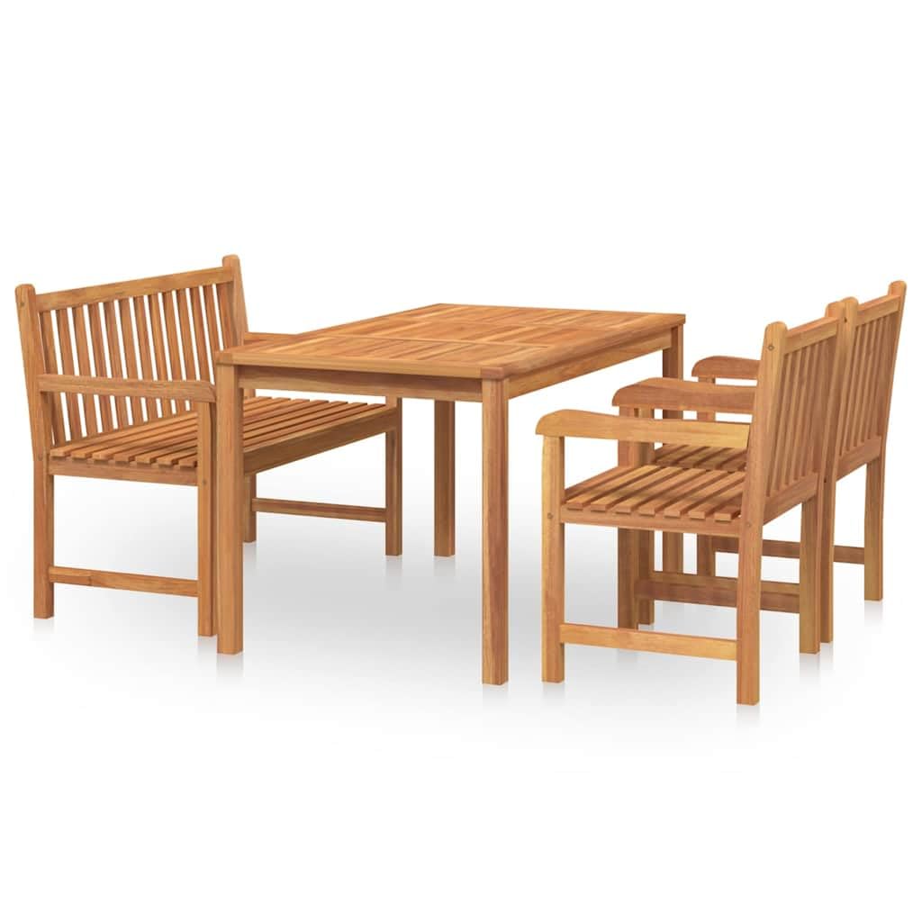 Set di mobili da giardino in teak massello da 4 pezzi, design elegante, piano solido, sedie da giardino in teak con schienale e braccioli, robusto e impermeabile,