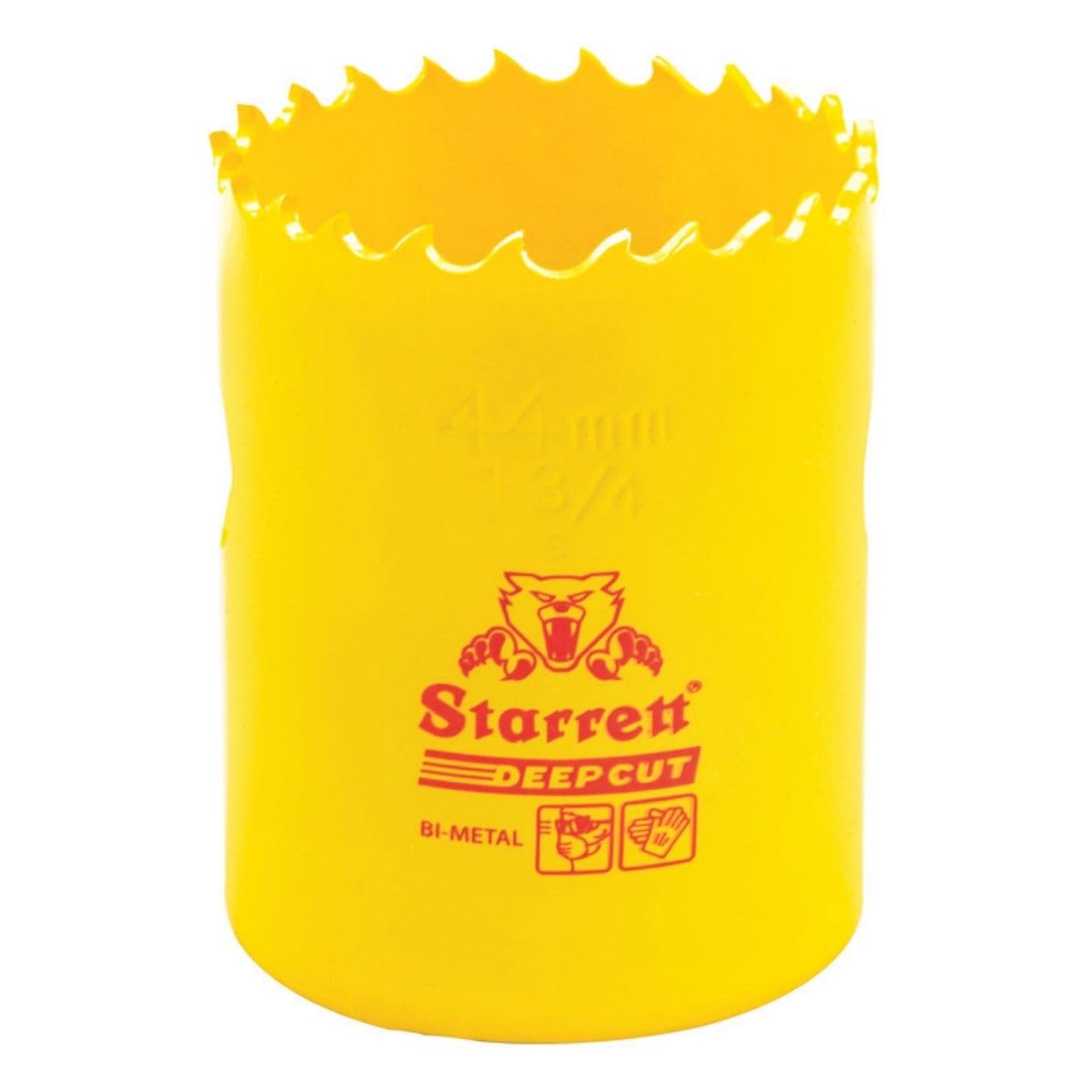 Starrett Bi-Metal Deep Cut Hole Saw with Abrasion Resistant HSS Teeth - Ideal for Cutting Metal, Steel, and Wood - 1-3/4" (44mm) Diameter, 2" Depth - DCH0134-G