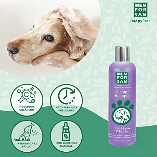 MENFORSAN White Hair Dog Shampoo 300ml Packung mit 3 Einheiten | Farbintensivierer mit neutralem pH-Wert, angepasst an den Hund