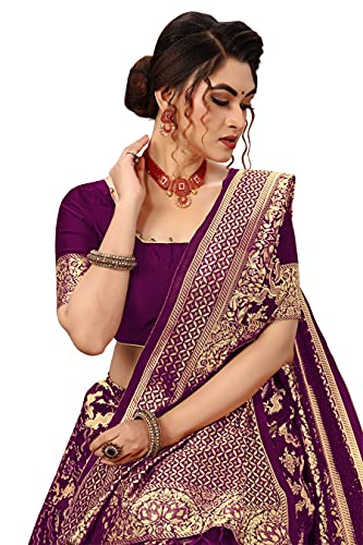 Image of TRENDMALLS Women's Banarasi Silk Saree with Unstitched Blouse Piece