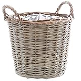 Material: Weide Annastore Pflanzkorb aus Weide mit Henkel und Folie - Weidenkorb Weidenkörbe Pflanzkörbe Größe Ø 30 cm - H 26 cm