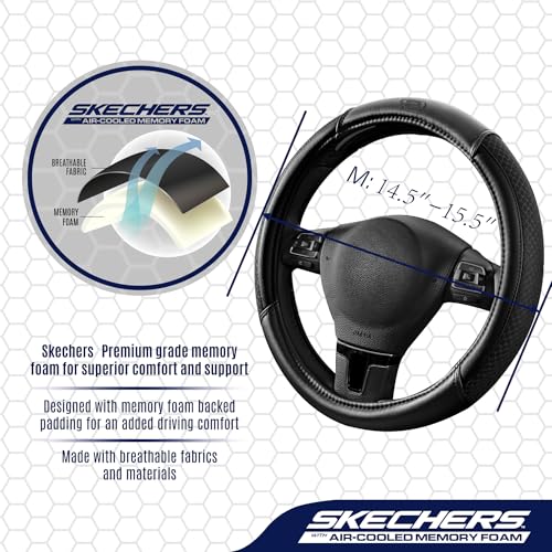 Skechers Air-Cooled Steering Wheel Cover,Leather Car Steering Wheel Cover Universal Fit 14" 1/2-15" Car Wheel Protector for Men Women Fit Suvs,Vans,Sedans,Car,Trucks,Black by Skechers - Used condition - Image 4