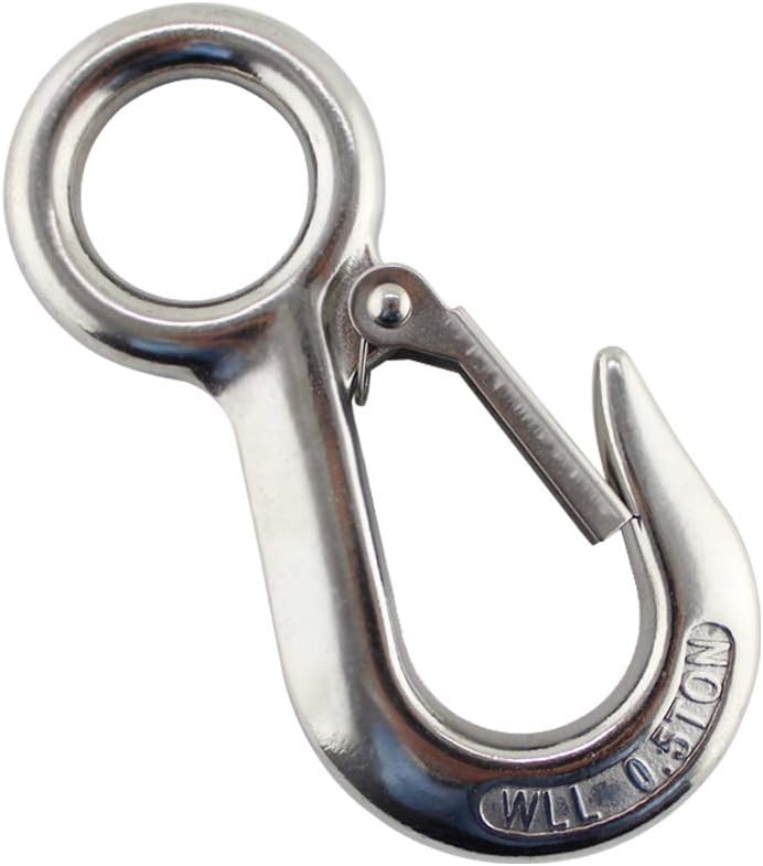 5pcs Silver 304 Stainless Steel American Type Trigger Round Large-Eye Lifting Snap Tone Hook with 500KG Working Load Limit
