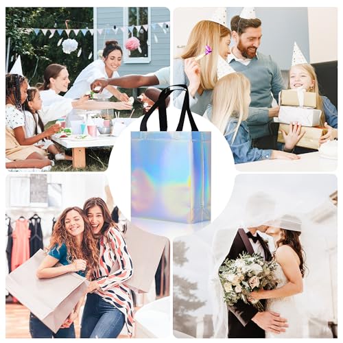 9 Pcs Glossy Small Iridescent Gift Bags  - image 5