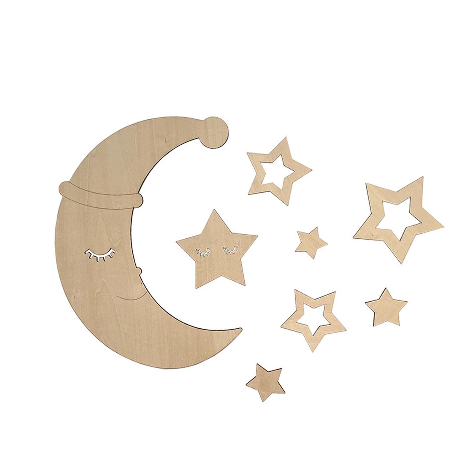 Creative Combination Wooden Moons Star Wall Art Decals for Nursery Room Photography Photography Props