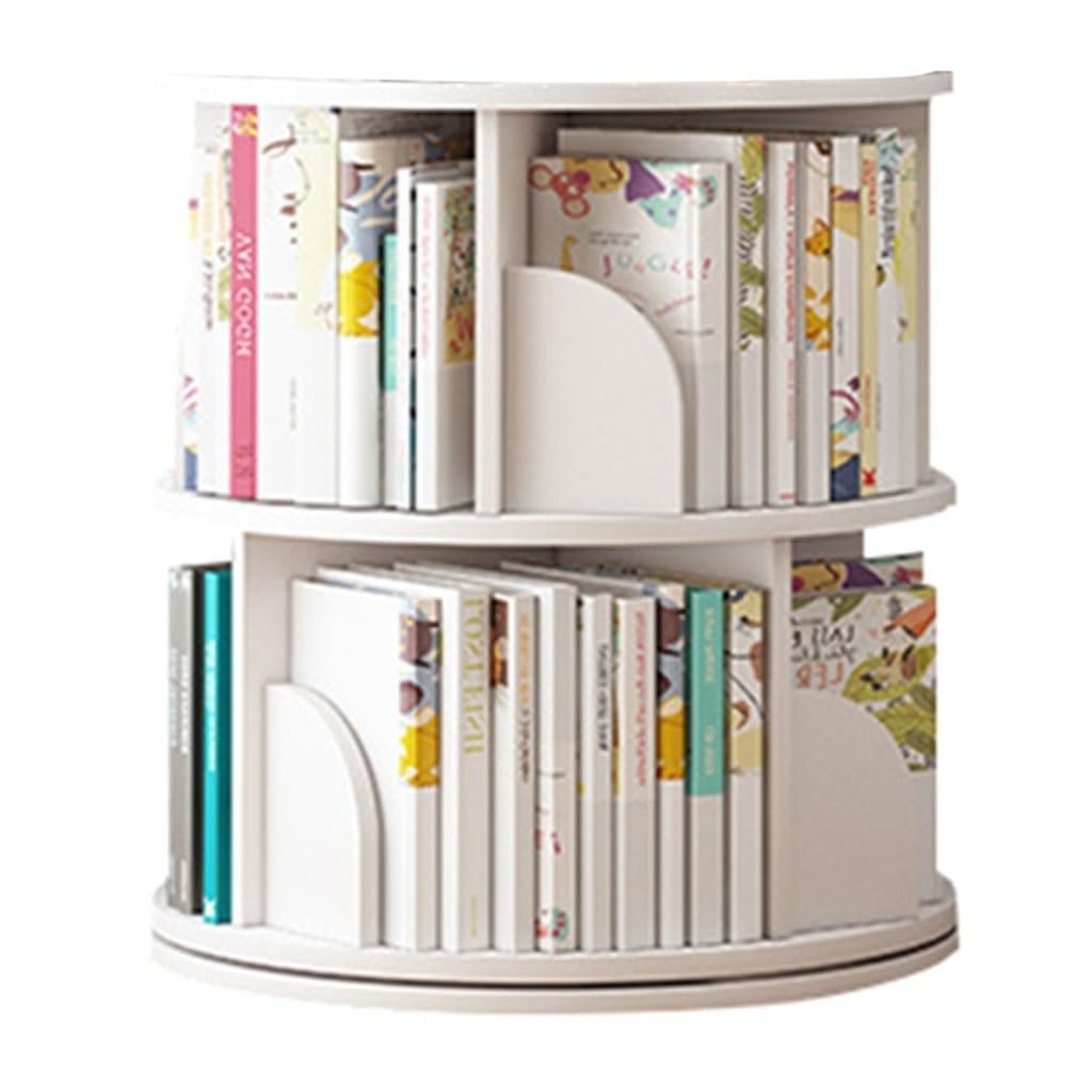 Revolving Bookshelf 2/3/4/5/6-Tier Shelf Rotating Bookshelf Modern 360 Rotating Storage Display Rack Floor Standing Shelves For Bedroom Living Room Study Office(40 * 66cm)