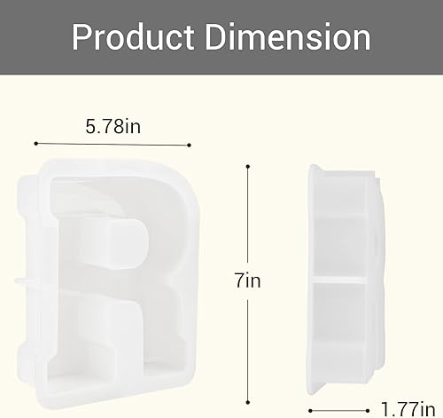 Miniatura 2 de Gartful Moldes de letras grandes de 7 pulgadas para resina  R, molde de resina epoxi del alfabeto mayúscula de silicona, moldes de letras de resina