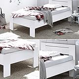 SATURN Stilvolles Futonbett 90 x 200 cm - Komfortables Jugendzimmer Einzelbett in Weiß - 95 x 76 x 204 cm (B/H/T)