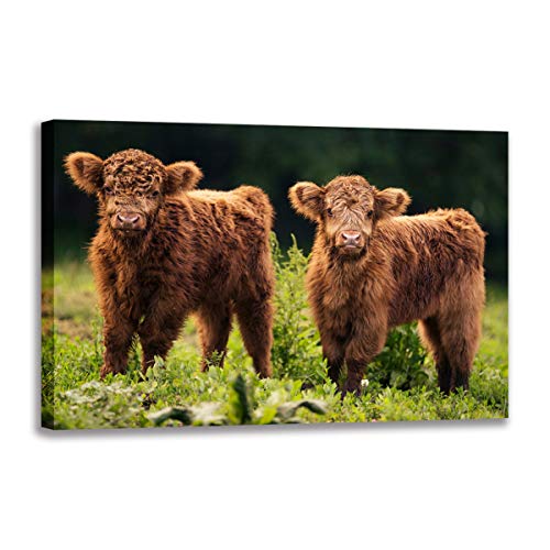 Poster deux veaux impression sur toile decoration murale chalet