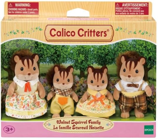 Calico Critters Squirrel Family, Set of 4 Collectible Doll Figures