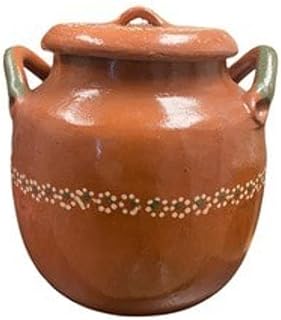 8L Handmade Clay Bean Pot with Lid – Traditional Mexican Pottery, Lead-Free, Ideal for Soups, Stews, and Beans