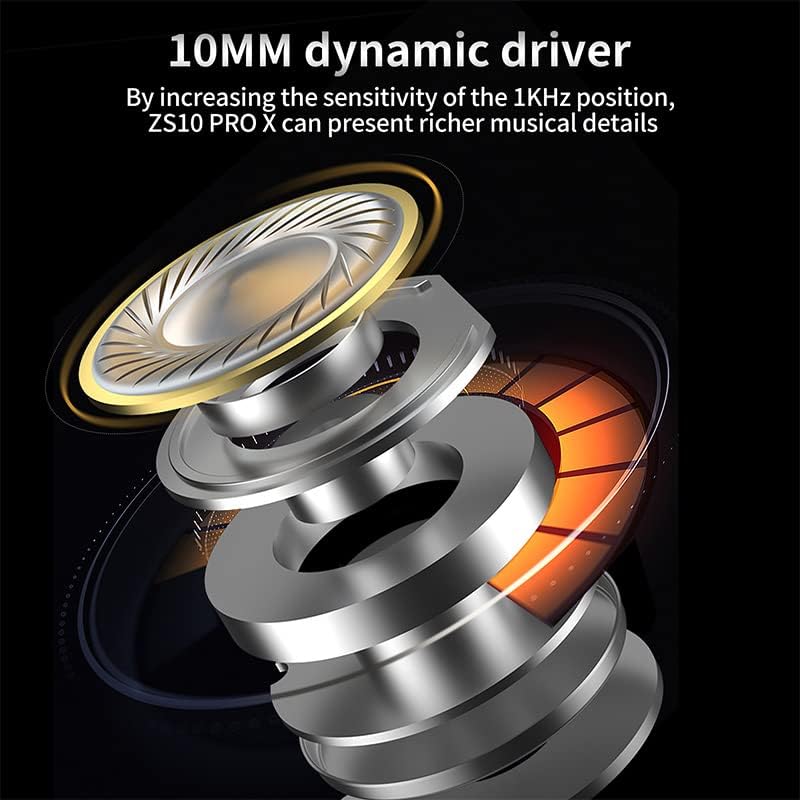Linsoul KZ ZS10 PRO X Upgraded 1DD+4BA Hybrid Driver HiFi In Ear Earphones IEM with Alloy Faceplace Detachable Silver-plated Recessed 0.75mm 2Pin Cable for Audiophile Musician DJ Stage (Without Mic)