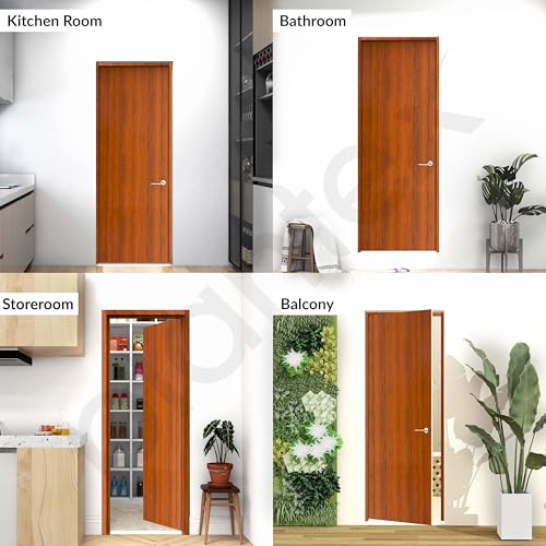 Image of Plantex WPC Doors for Bathroom (30 mm - Thickness) /Waterproof Bathroom Door /2.5x7 Feet Wooden Finished Door for Home /Balcony /Office /Kitchen, Density-550 (30x84 inch,26 kg- Classic Wooden)