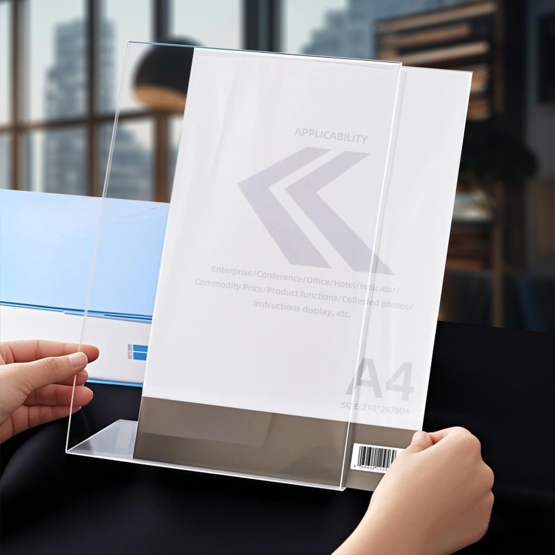 Expositor Metacrilato Transparente A4, Soporte de Escritorio, Porta Precio de Etiqueta para Oficinas Comercios Supermercados Restaurantes (12 Piezas - A4)