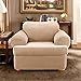 SureFit Stretch Stripe 2-Piece - Chair Slipcover - Sand (SF37727)