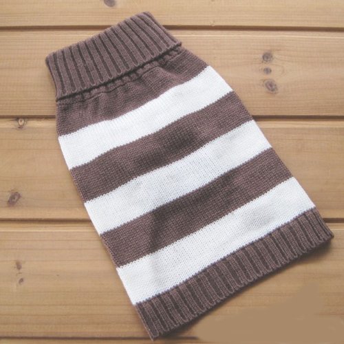 Turtleneck Stripes Pet Clothes Dog Wool Classic Sweaters (Brown&White Stripe, Xs) #TOP2