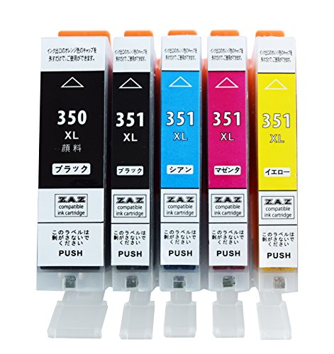 BCI-351XL+350XL/5MP ZAZ 互換インク 5色セット ICチップ付 残量表示可能 増量版 (T)
