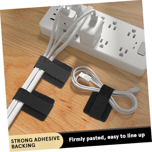 Veemoon 40 piezas sujetadores de bridas ajustables para cables con adhesivo para escritorio organizador de cables reutilizable para oficina y hogar miniatura 3