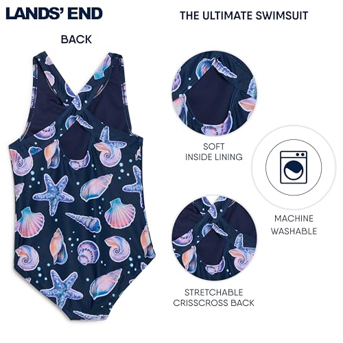 Image of Lands' End Girls' UPF 50+ Stretch Crisscross Back One Piece Swimsuit