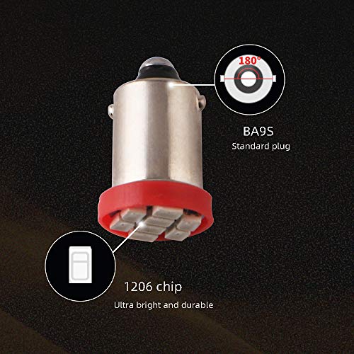 Ba9 Ba9S 53 57 1895 64111 White Car Vehicle Ba9S Red Super Bright Led Bulbs Used For Side Door Courtesy Lights Map Lights - Pack Of 10 #TOP3