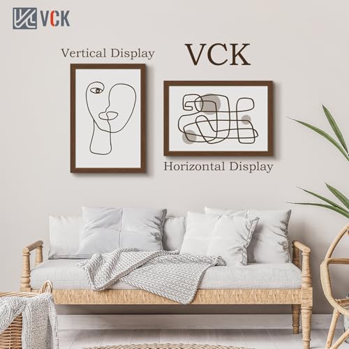 Image of VCK 16x24 Poster Frame Solid Wood brown 3 Pack Picture Frames 16 x 24 Inches with Wall Mounting Hanging