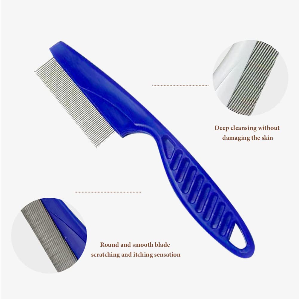 CAT flea - com, peigne à puces 3pcs, peigne à puces lécher les marques de larmes léchées peigne pour animaux de compagnie lapin long terme pour chats et chiens (Bleu)