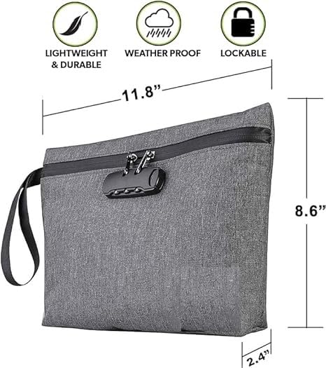 Image of MeRaYo Document Organizer Bag Document Bag Document File Bag Document Waterproof Bag with Lock Document Holder Travel Document Organizer, Grey