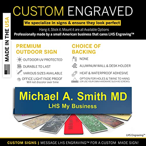 image for LHS My Business Engraved Door Signs for Office Personalized Blue Plast