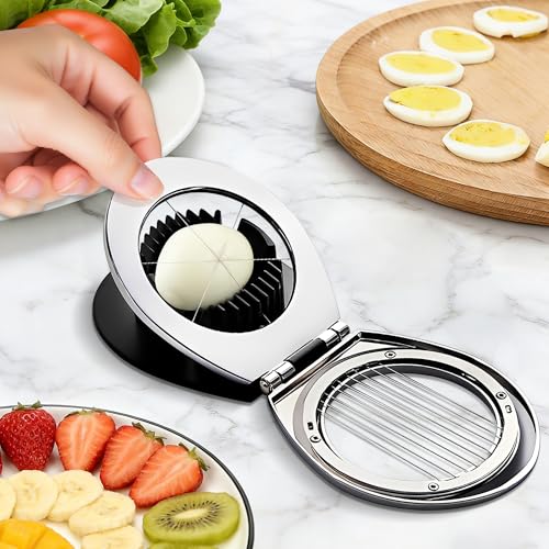 3 in 1 Egg Slicer, Egg Cutter Egg dicer for Boiled Eggs -Stainless Steel Wire with 3 Slicing Styles - Thumbnail 6