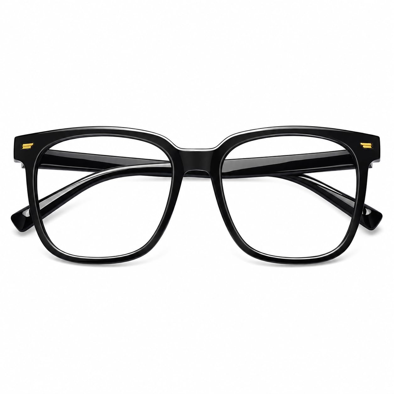 LANYING - Lentes cuadrados de gran tamaño con bloqueo de luz azul para mujeres y hombres, antirreflejos, reducen la fatiga ocular (negro)