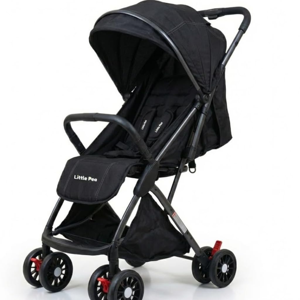 Little Pea Compact Travel Stroller | Auto-Foldable, Lightweight, Safe & Easy-to-Carry with Pull Handle ||Baby Stroller for 0-3 Years Foldable||Black
