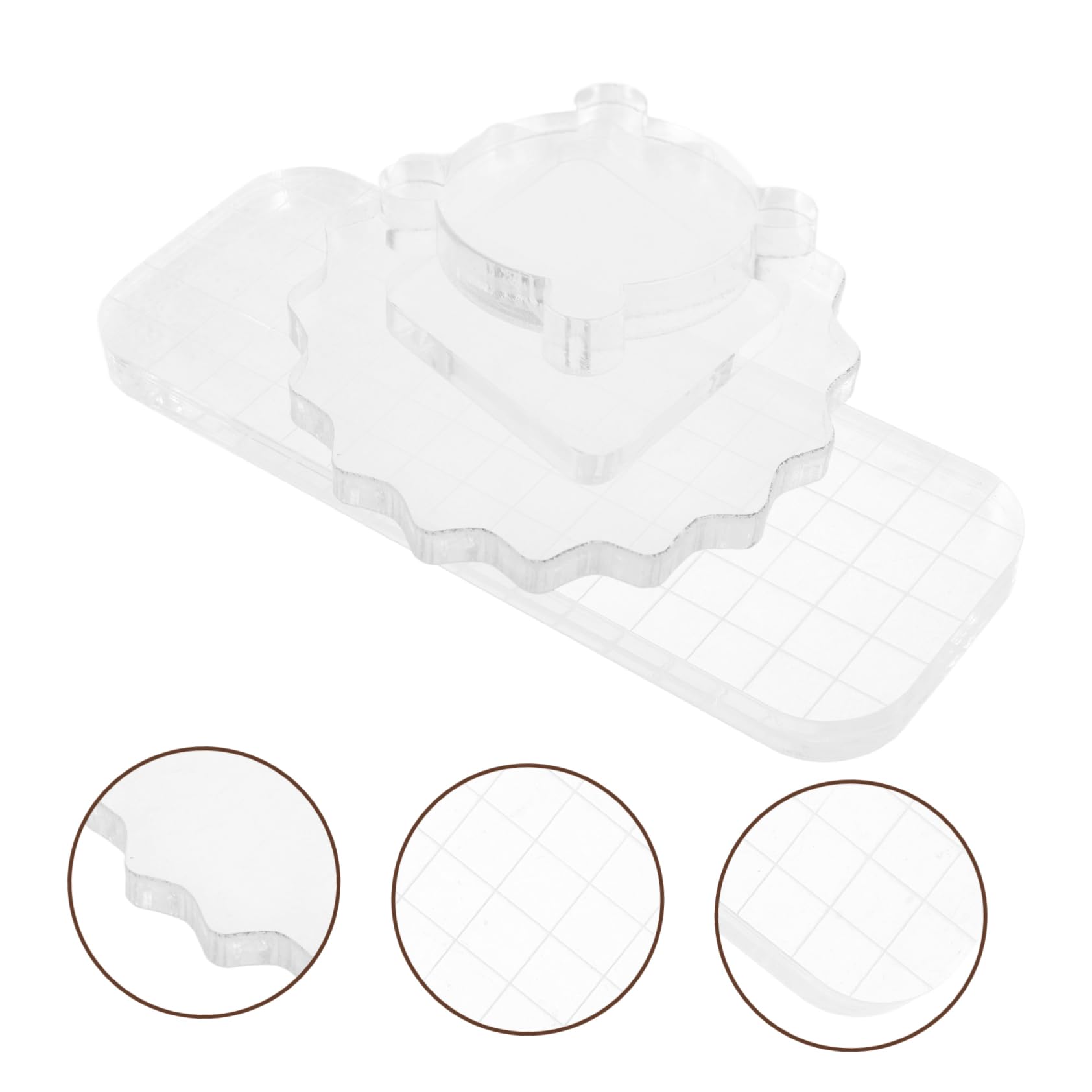 SEWACC Stamp Blocks Acrylic Stamping Block Set Grid Lines 4pcs DIY Craft Kit for Prom