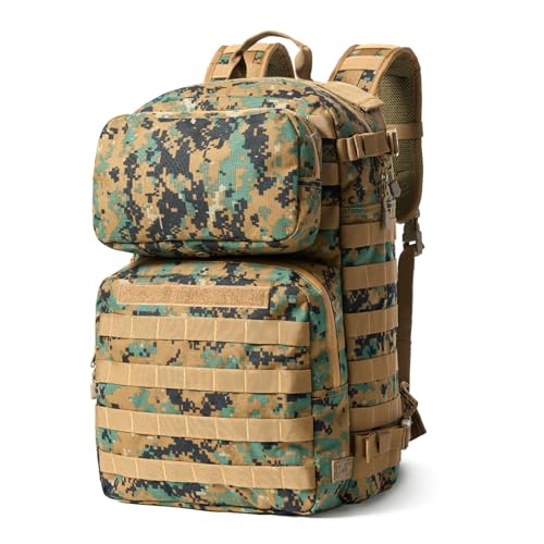 MT Military Rucksack Style Assault Pack Compatible with FILBE System – Tactical MOLLE Backpack for Outdoor Hiking Camping Hunting – Modular 30L Capacity Marpat Woodland