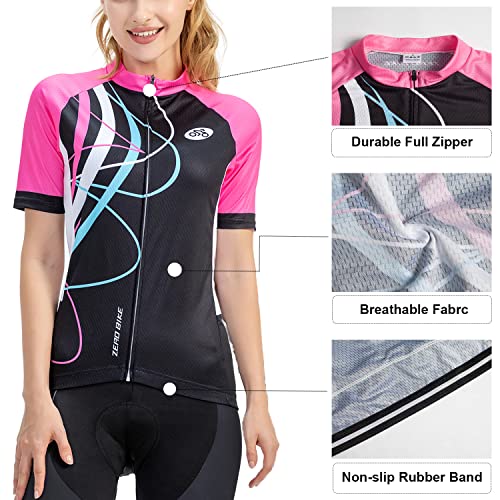 Image of Women's Short Sleeve Cycling Jersey Jacket Cycling Shirt Quick Dry Breathable Mountain Clothing Bike Top
