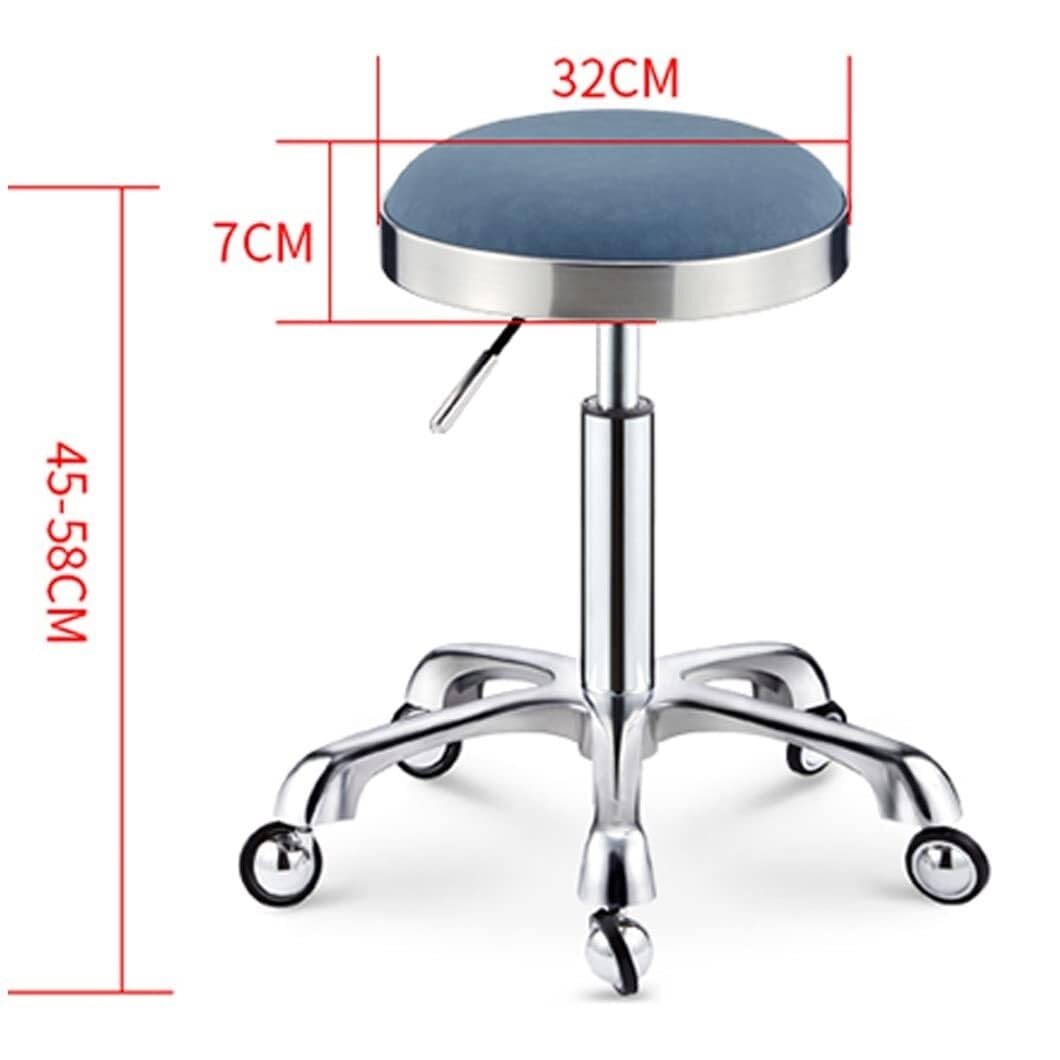 Taboret siodłowy, wytrzymały, okrągły taboret na kółkach o nośności 200 kg i cichych kółkach, obrotowy stołek obrotowy ze sztucznej skóry w kolorze złotym do prac warsztatowych (Black Gold)