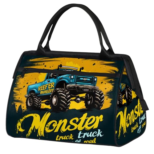 Overnight Weekender Bag for Women Men Blue Truck Art Waterproof Carry On Travel Duffel Bags with Zipper Lightweight Sports Gym Bag Luggage Workout Handle Bags for Traveling Yoga Camping